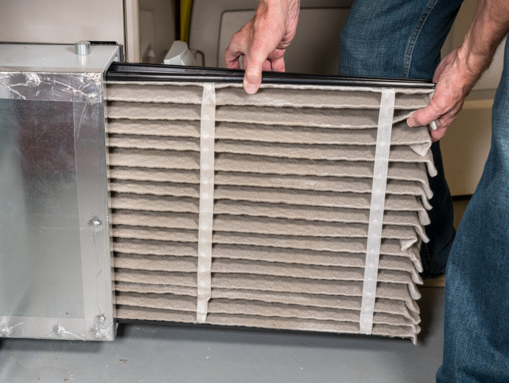 changing out a dirty air filter