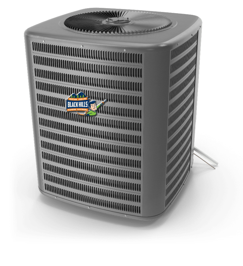 HEATING SERVICES 8 air conditioner unit with Black Hills logo
