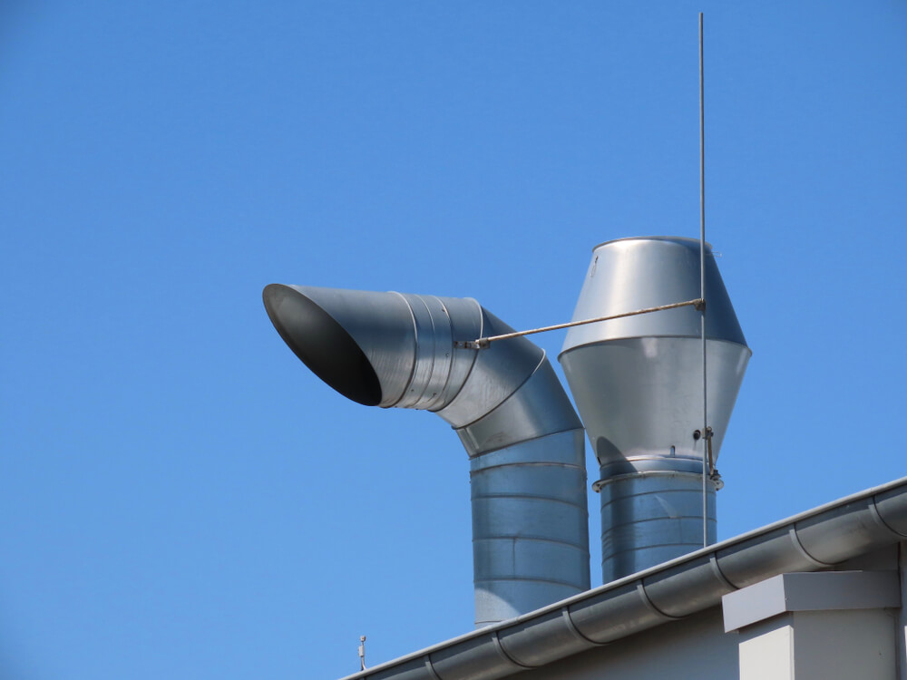 fresh air intake vent and furnace exhaust chimney vent