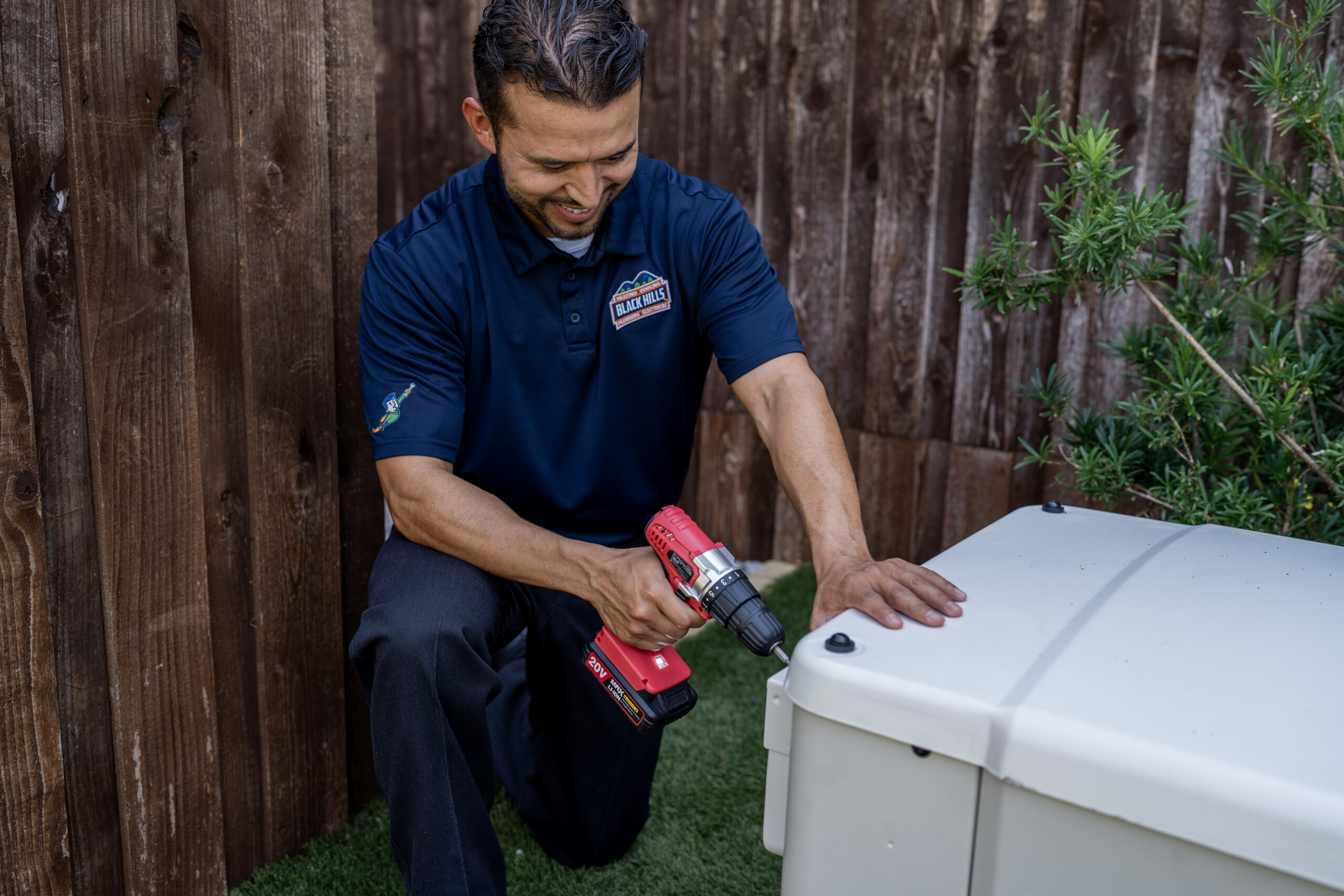 electrician fixing generator