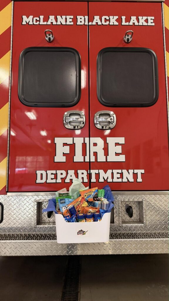 snack basket on back of fire truck