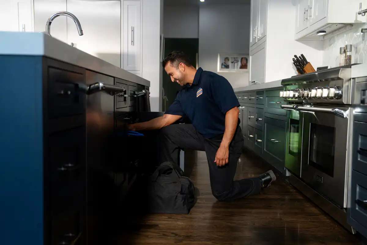plumber look at kitchen island plumbing